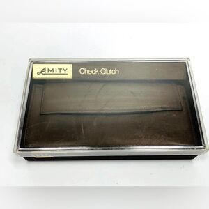 Amity Vintage Brown Cowhide Leather Clutch Checkbook Wallet Boxed